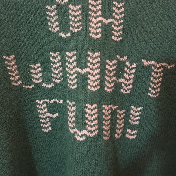 Pink Victoria's Secret 'OH WHAT FUN!' Holiday Christmas Sweater - Green Knit Med - Picture 3 of 7